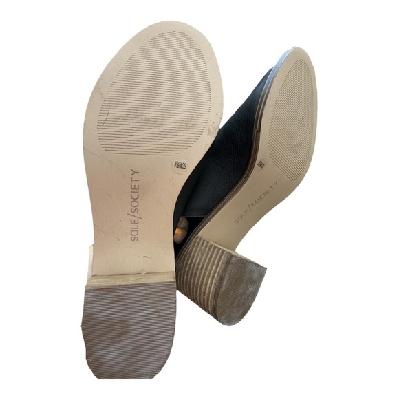 Ankle Booties Sole Society Open Toe Black Leather Minimalist Clean Girl Size 8.5 - Picture 5 of 7